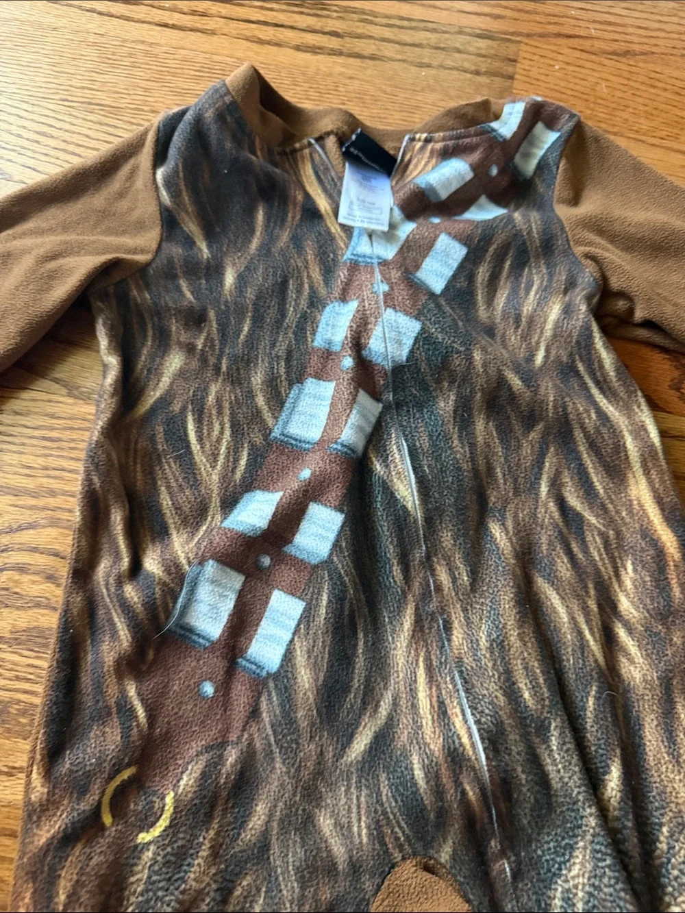 Chewbacca Inspired Brown Footed One-Piece Pajamas, size 18 months long sleeved
